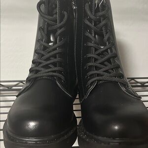 Women's Black Combat Moto Boots - Lace-Up Military Style